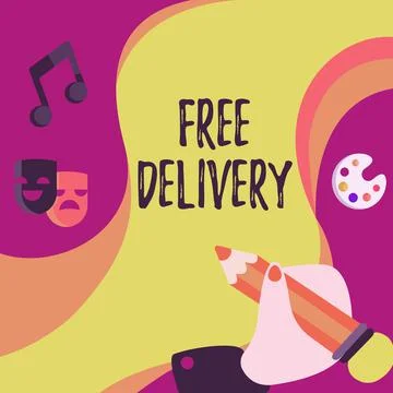 Writing displaying text Free Delivery. Business overview Shipping Package Cargo Illustration