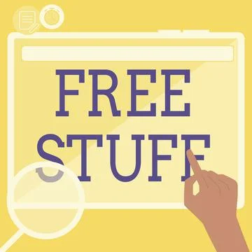 Writing displaying text Free Stuff. Conceptual photo Any thing that you can have Ilustração Stock