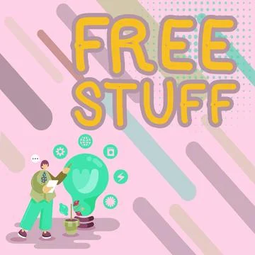 Writing displaying text Free Stuff. Business showcase Any thing that you can Ilustração Stock