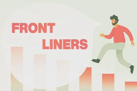 Writing displaying text Frontliners. Internet Concept most important or Illustrazione stock