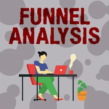Writing displaying text Funnel Analysis. Internet Concept mapping and analyzing Stock Illustration