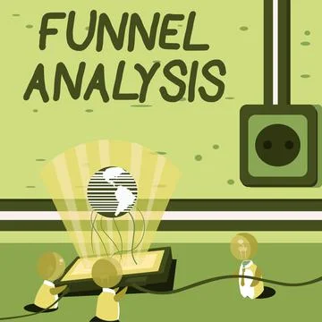 Writing displaying text Funnel Analysis. Internet Concept mapping and analyzing Stock Illustration