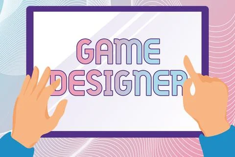 Writing displaying text Game Designer. Business showcase Campaigner Pixel イラスト素材