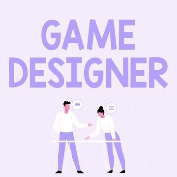 Writing displaying text Game Designer. Word for Campaigner Pixel Scripting Illustrazione stock