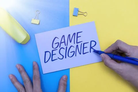 Writing displaying text Game Designer. Word for Campaigner Pixel Scripting Stock Photos