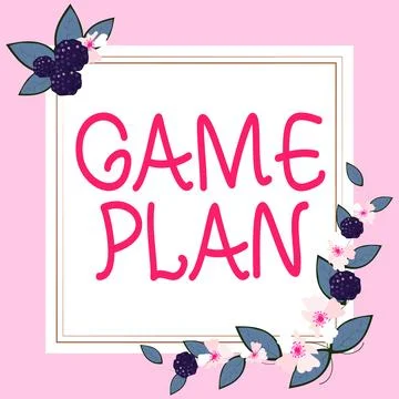 Writing displaying text Game Plan. Business overview strategy worked out in Stock Illustration
