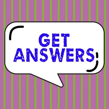 Writing displaying text Get Answers. Word for to get a reply or something when 库存插图