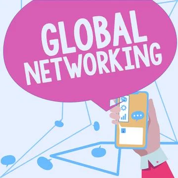 Writing displaying text Global NetworkingCommunication network which spans the Stock Illustration