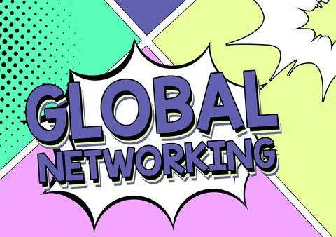 Writing displaying text Global NetworkingCommunication network which spans the Stock Illustration