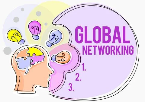Writing displaying text Global NetworkingCommunication network which spans the Stock Illustration