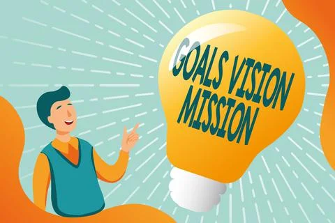 Writing displaying text Goals Vision Mission. Business concept practical Illustrazione stock