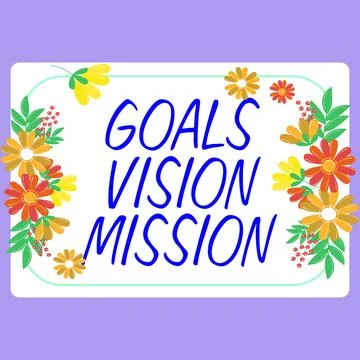 Writing displaying text Goals Vision Mission. Concept meaning practical planning イラスト素材