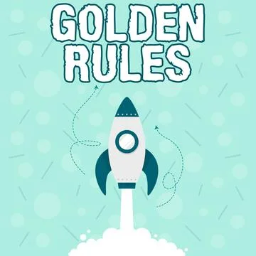 Writing displaying text Golden Rules. Business overview Basic principle that Stock Illustration