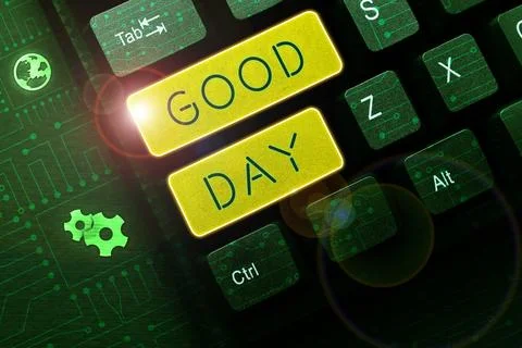 Writing displaying text Good Day. Business overview Enjoying the moment with Stock-Fotos