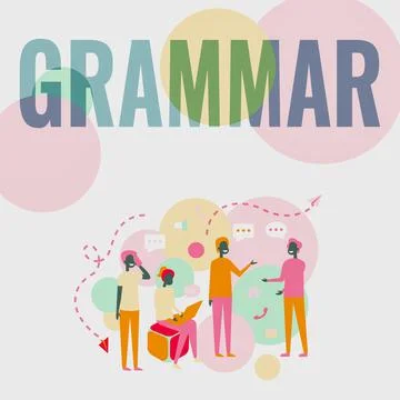 Writing displaying text Grammar. Word for whole system and structure of a Stock Illustration