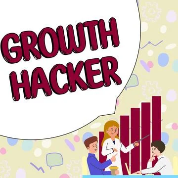 Writing displaying text Growth Hacker. Business showcase generally to acquire as Stock Illustration