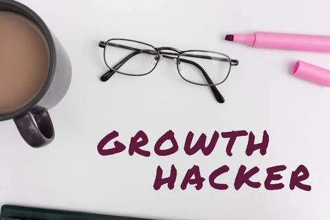 Writing displaying text Growth Hacker. Business showcase generally to acquire as Foto stock