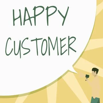 Writing displaying text Happy Customer. Business overview highest satisfaction Stock Illustration