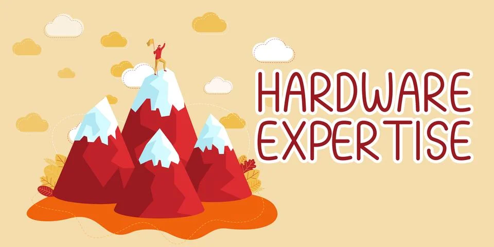 Writing displaying text Hardware Expertise. Internet Concept machines and other Illustrazione stock