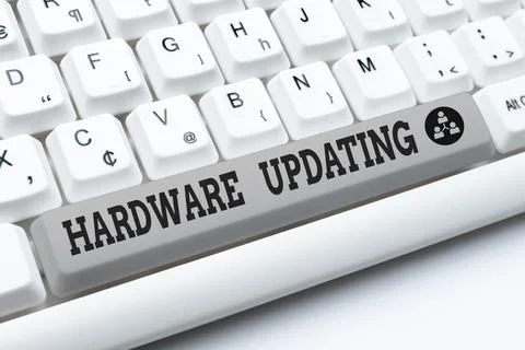 Writing displaying text Hardware Updating. Concept meaning process of replacing 스톡 사진