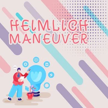 Writing displaying text Heimlich Maneuver. Business idea application of upward Ilustração Stock