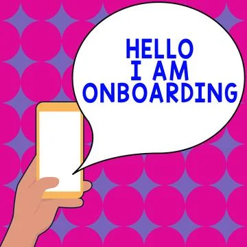 Writing displaying text Hello I Am Onboarding. Business showcase Action Process Illustrazione stock