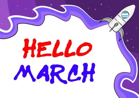 Writing displaying text Hello March. Business overview a greeting expression 库存插图