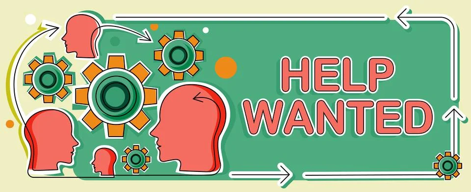 Writing displaying text Help Wanted. Word for advertisement placed in newspaper Stock Illustration
