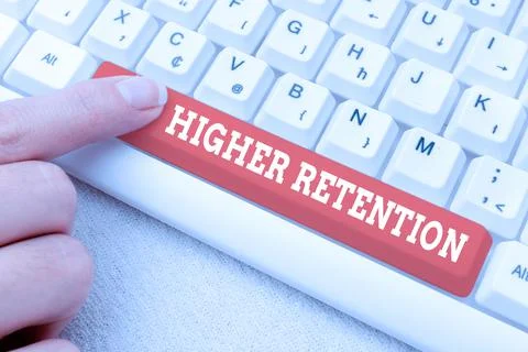 Writing displaying text Higher Retention. Business concept ability of an Stock Photos