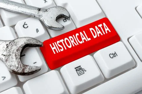 Writing displaying text Historical Data. Word Written on collected data about Stock Photos