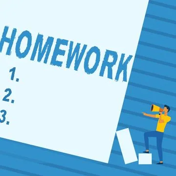Writing displaying text Homework. Concept meaning schoolwork assigned to be done Stock Illustration