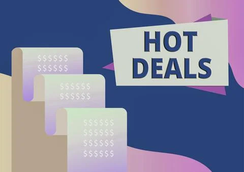 Writing displaying text Hot Deals. Business overview An agreement through whi Illustration