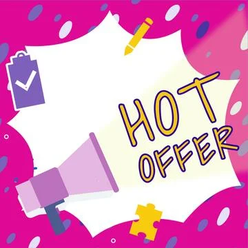 Writing displaying text Hot Offer. Business concept product or programme that is Иллюстрация