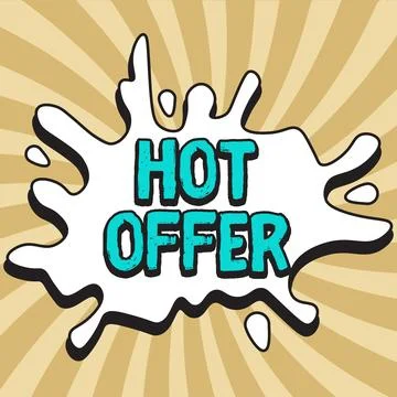 Writing displaying text Hot Offer. Word for product or programme that is offered Ilustración de archivo