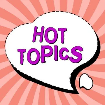 Writing displaying text Hot Topics. Business concept subject that a lot of Stock Illustration