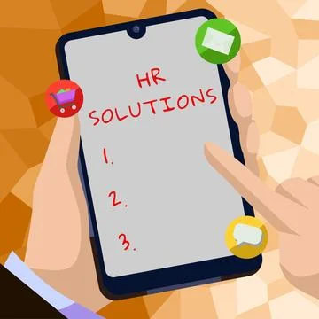 Writing displaying text Hr Solutions. Internet Concept Outsourced Human イラスト素材
