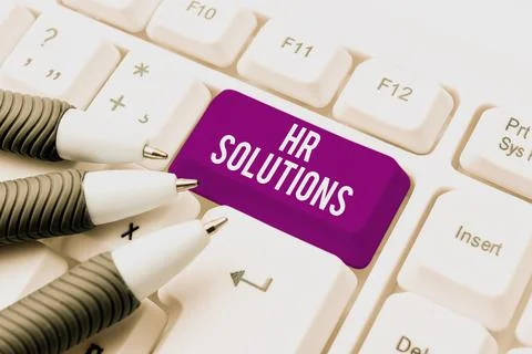 Writing displaying text Hr Solutions. Business concept Outsourced Human Stock Photos