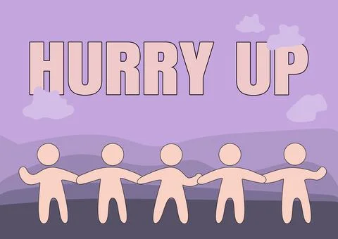 Writing displaying text Hurry Up. Internet Concept asking someone to do a job 스톡 일러스트
