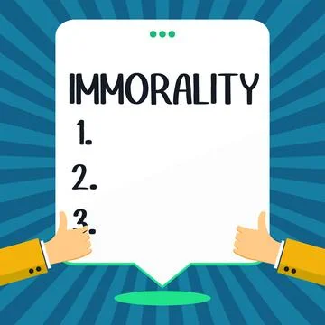 Writing displaying text Immorality. Conceptual photo the state or quality of Stock Illustration
