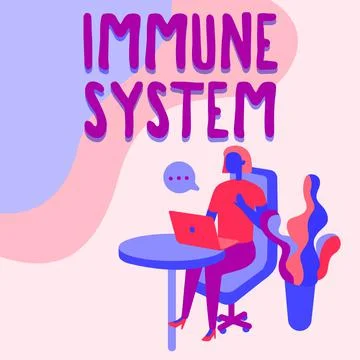 Writing displaying text Immune System. Word Written on host defense system Illustrazione stock