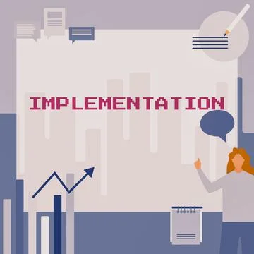 Writing displaying text Implementation. Business showcase The process of making Stock Illustration