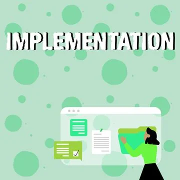Writing displaying text Implementation. Business approach The process of making Stock Illustration