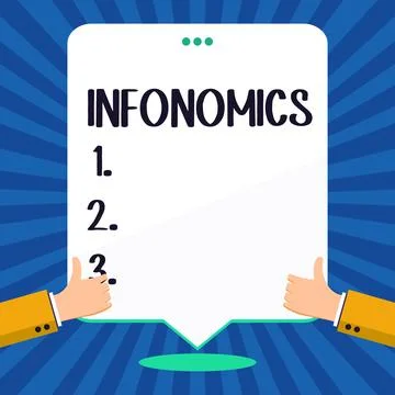Writing displaying text Infonomics. Conceptual photo visual image used to Illustrazione stock