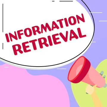 Writing displaying text Information Retrieval. Concept meaning A place where Stock Illustration
