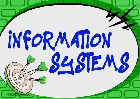 Writing displaying text Information Systems. Business concept study of systems Stock Illustration