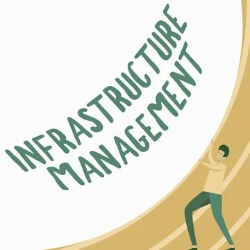 Writing displaying text Infrastructure Management. Business showcase minimize Illustrazione stock