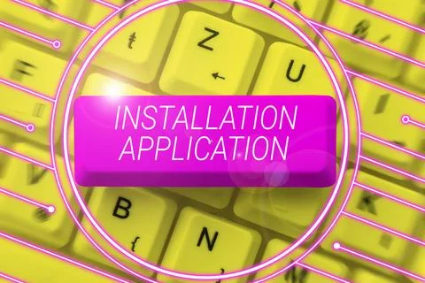Writing displaying text Installation Application. Business idea the act of Stock Photos