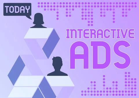 Writing displaying text Interactive Ads. Business approach uses interactive Stock Illustration