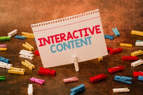 Writing displaying text Interactive Content. Concept meaning It requires the Stock Photos