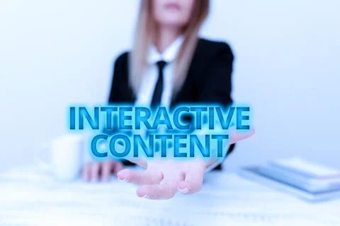 Writing displaying text Interactive Content. Concept meaning It requires the Stock Photos